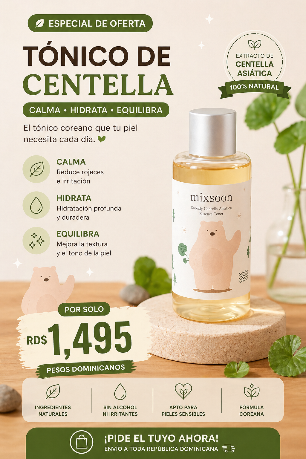Tónico Calmante Mixsoon Para la Piel