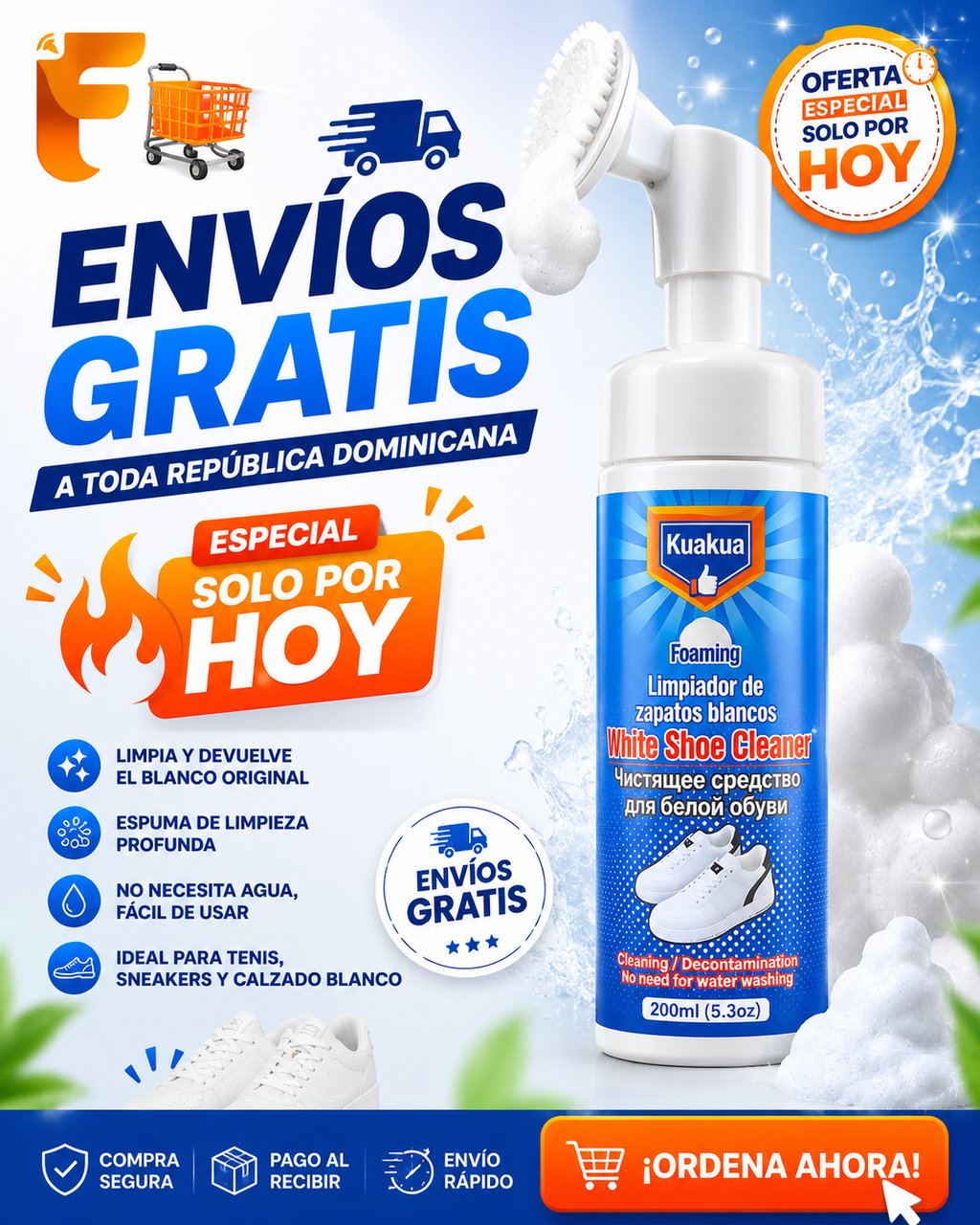 Espuma Limpiadora de Zapatos con Cepillo