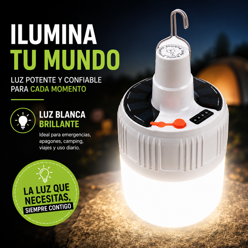 Bombillo con Panel Solar + CABLE USB