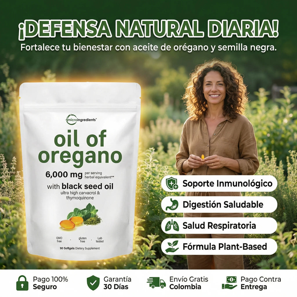 Orégano + Semilla Negra Forte Defensa Antioxidante para el cuerpo 180 CÁPSULAS
