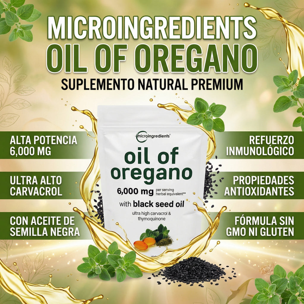 Orégano + Semilla Negra Forte Defensa Antioxidante para el cuerpo 180 CÁPSULAS
