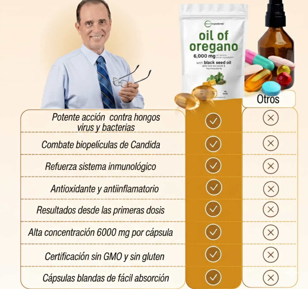 Orégano + Semilla Negra Forte Defensa Antioxidante para el cuerpo 180 CÁPSULAS