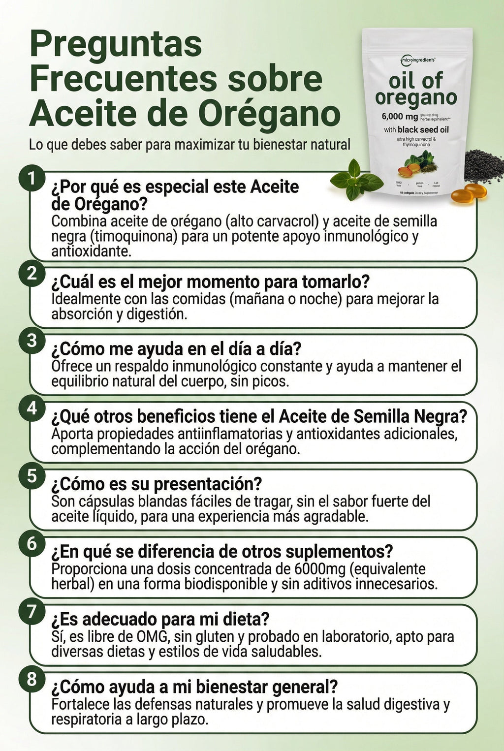 Orégano + Semilla Negra Forte Defensa Antioxidante para el cuerpo 180 CÁPSULAS