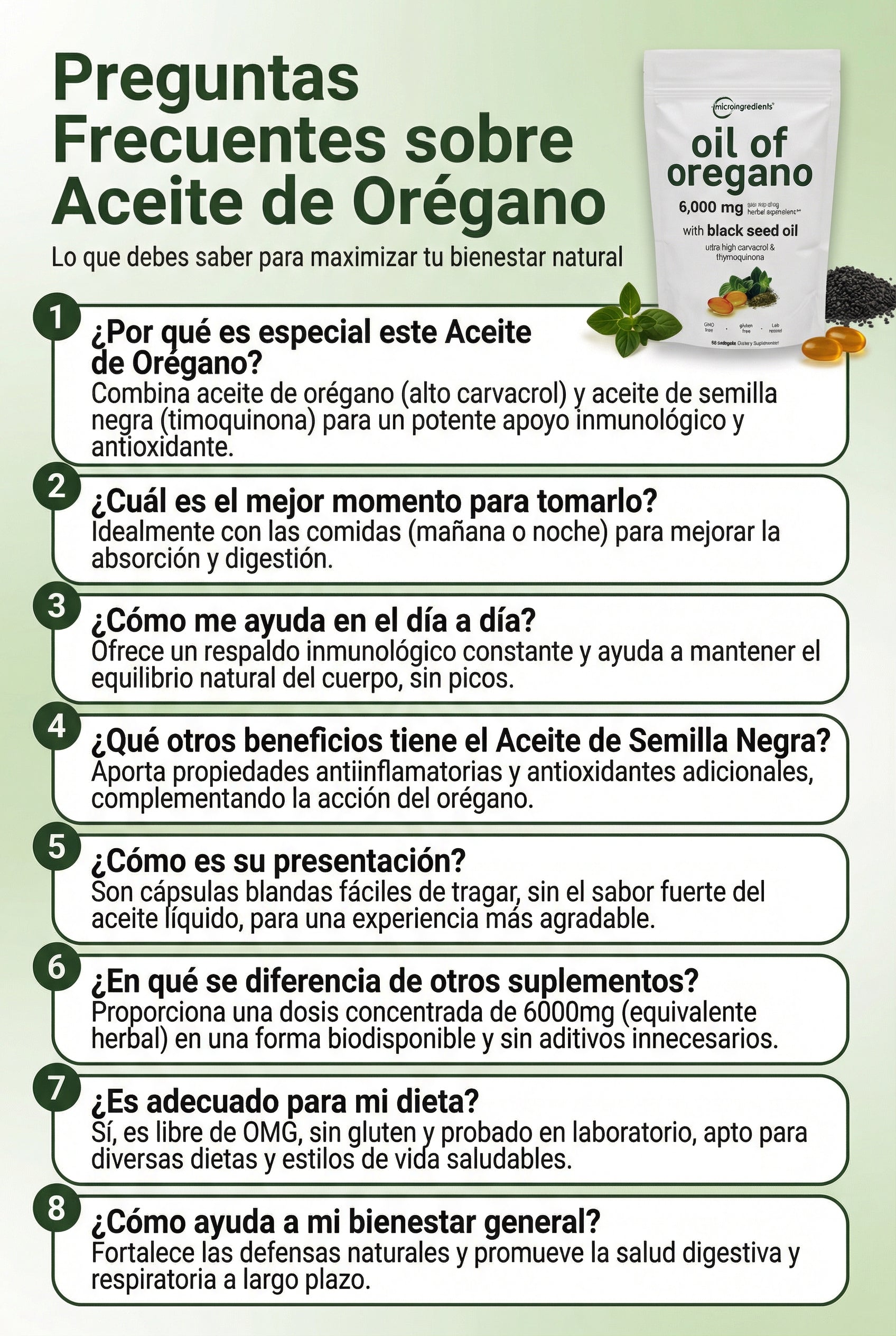 Orégano + Semilla Negra Forte Defensa Antioxidante para el cuerpo 180 CÁPSULAS